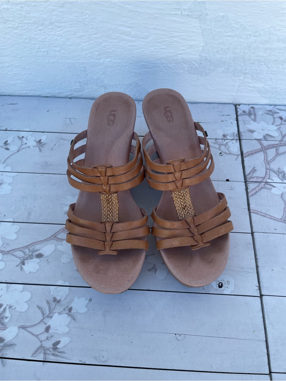 UGG Women's Tan Strappy Slide Sandals